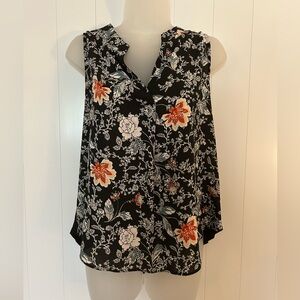 LOFT Women's Black Floral Sleeveless Top